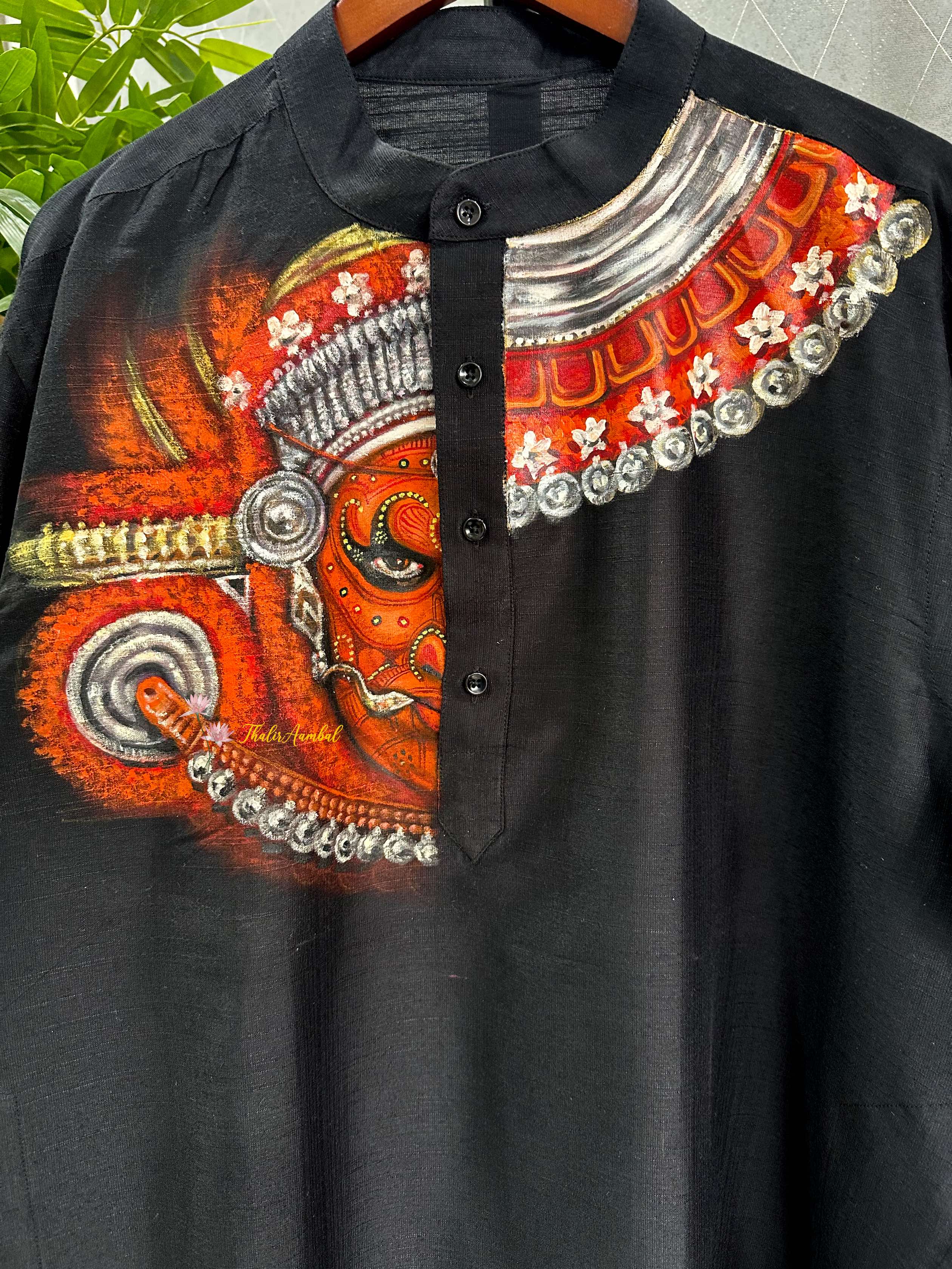 Theyyam Hand-Painted Men's Kurta_ThalirAambal