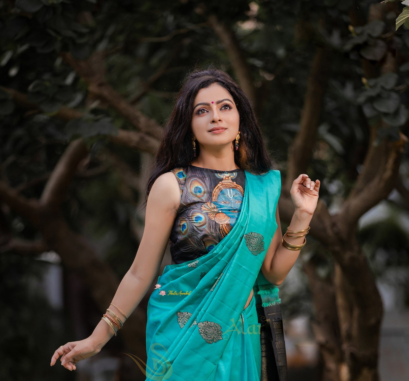 Hand-painted Silk blouse Krishna_Thaliraambal