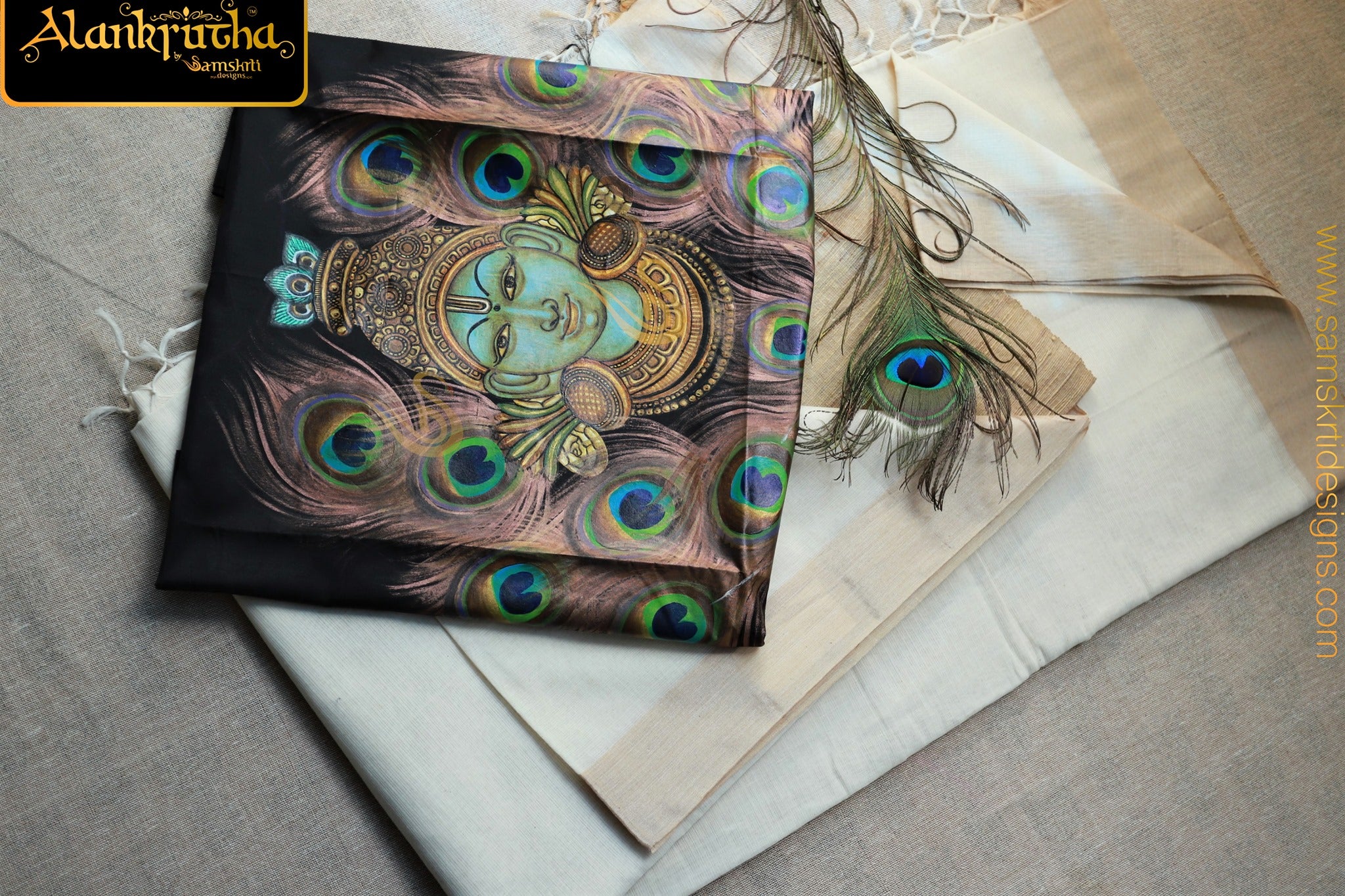 Hand-painted Silk blouse Krishna. Thaliraambal