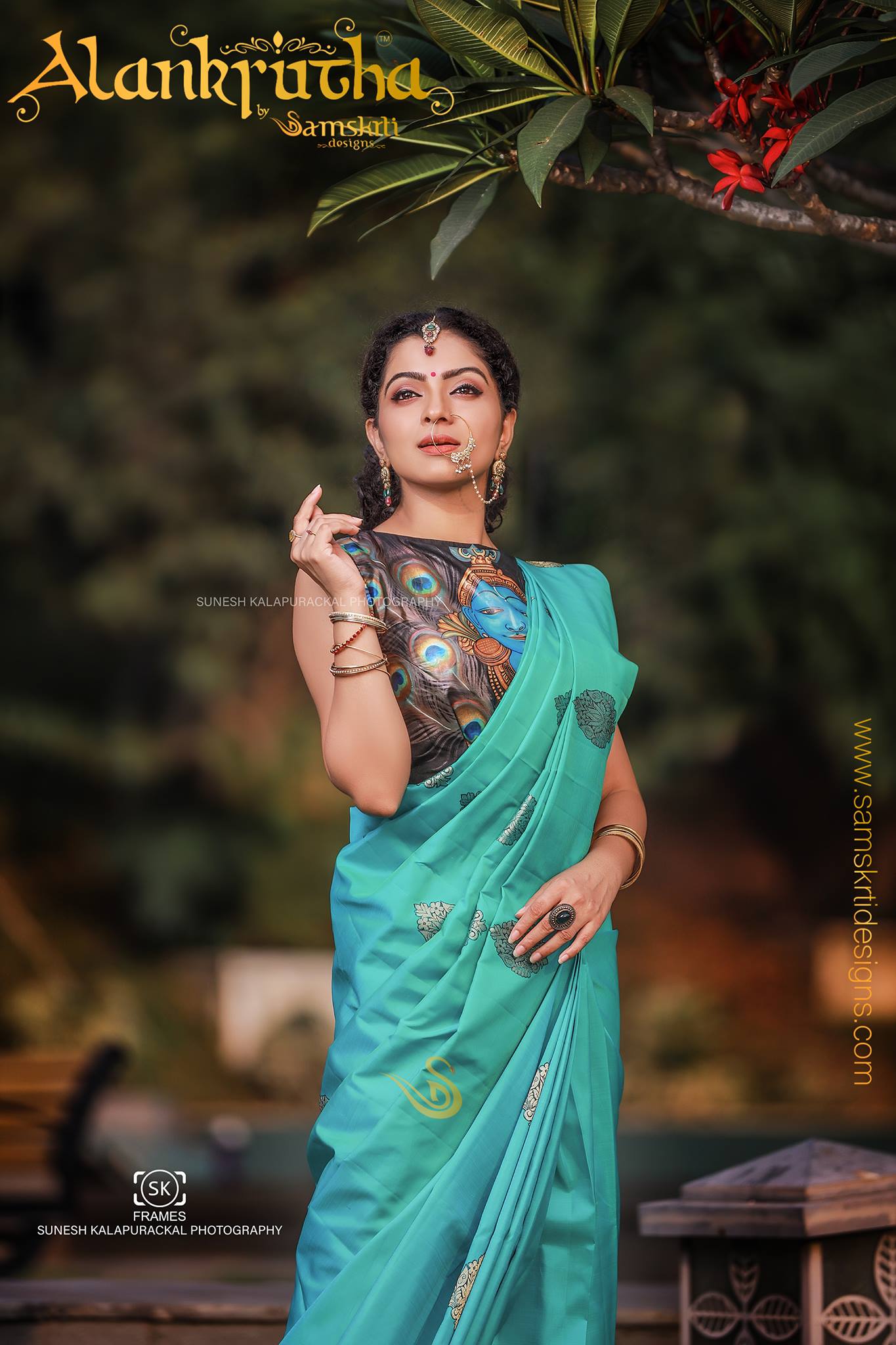 Hand-painted Silk blouse Krishna_Thaliraambal