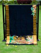  Hand painted black silk cotton saree  Mermaid and merman Pall long shot– ThalirAambal