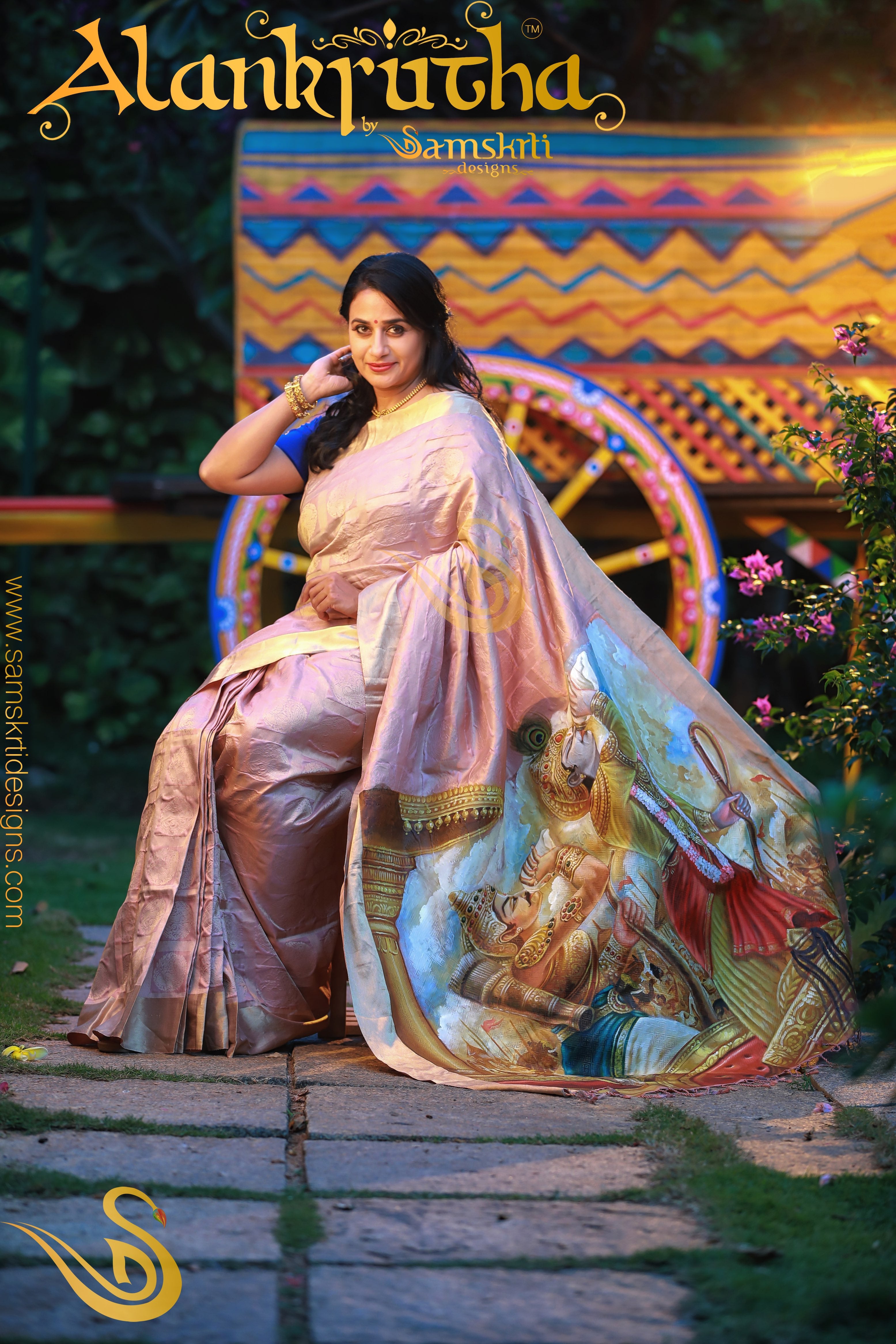 Kurukshetra: Hand-painted Kanchipuram silk saree - Anuhasan wearing -– ThalirAambal