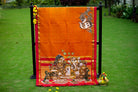 Parvathi and Ganesha: Hand-painted Kanchipuram Silk saree Pallu– ThalirAambal