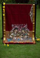 Sivaparvathi The Celestial wedding-Hand-painted Kanchipuram Silk sareepallu 1– ThalirAambal